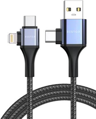 Bestor USB Type C Cable 1.2 m 4 IN 1 (60W) Unbreakable Nylon Braided Fast Charging Cable With Multiport, Supports Data Transfer