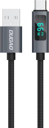 DUDAO USB Type C Cable 5 A 1 m 66W PD, Braided Nylon, Smart LED Power Display L7T 66W Fast Charging Cable | USB-A to USB-C with Digital Power Display | PD & QC Quick Charge |Durable Nylon Braided Data Cable