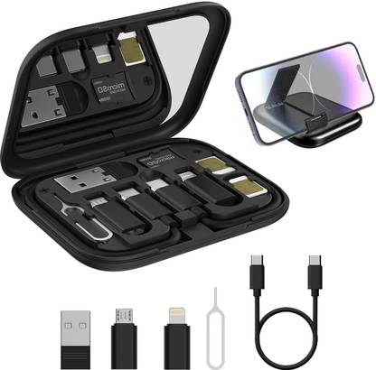 Portronics USB Type C Cable 0.27 m Snapcase 60W Multifunctional Fast Charging Data Cable Kit, USB A & Type C to Male Micro/Type C/Lightning