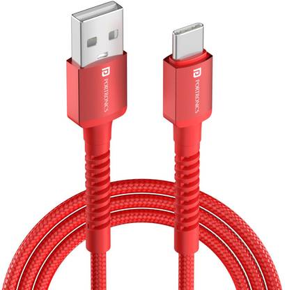 Portronics USB Type C Cable 6 A 2 m Konnect X Unbreakable Nylon Braided USB A to Type C Cable with 6Amp Output