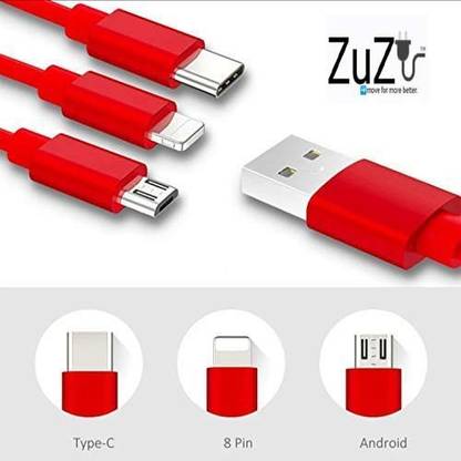ZuZu USB Type C Cable 1.2 m Rechargeable LED Table Lamp & Fast Charger Cord, Multiple Charging Cable
