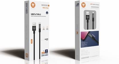 Hippo USB Type C Cable 1 m USB To Type-C Cable ,5A Fast Charging, 480Mbps Data Sync Transparent Braided & E Maker Chip LED Indicator