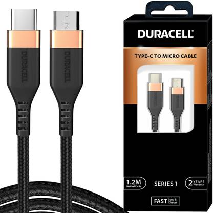 DURACELL USB Type C Cable 1.2 m Type-C To Micro Cable, 2A Braided Sync & Quick Charging Cable, 3.9 Feet (1.2M)