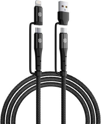 Nu Republic USB Type C Cable 2 A 1.2 m Blaze Quad 100W 4-in-one USB-A to Type-C to Type-C + Type-L Fast Charge Braided