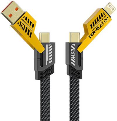 Pishon USB Type C Cable 1 m , 4 in 1, 65W Fast Charging Cable for iPhone & Android with MFI Certified