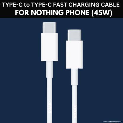 RoarX USB Type C Cable 6.5 A 1 m TPE 45W Nothing cable Type C to C Nothing Phone cable FAST CHARGING CABLE Nothing Phone 1 Nothing Phone 2