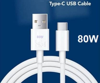 बी के एन VIVO 80W / 6 AMPERE FLASH CHARGING 1.2 METER FAST CHARGING DATA CABLE FOR VIVO V25 PRO / V25 PRO / V25 PRO / VIVO V25 PRO /Y73, Z1x,Z5,Z6, Z6 5G / VIVO V25, VIVO X80 PRO /Vivo X80 AND ALL VIVO TYPE C MOBILE PHONES FAST CHARGING DATA CABLE 80W USB Type C Cable
