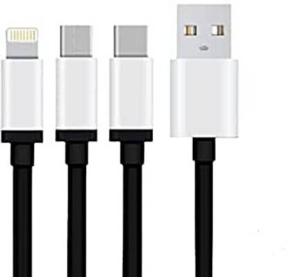Tessco USB Type C Cable 1 m GU-331 3 in 1 USB Cable for Type-C, Micro USB, for all Smartphones, Tablet with Rapid Charging Support and Fast Data Sync (1M, Black)