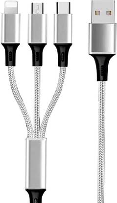 The Black Store USB Type C Cable 1 m Nylon Braided USB Fast Charging Cable for Type C, Lightning and Micro USB Port