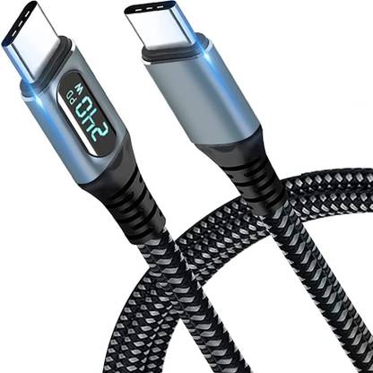 Verilux USB Type C Cable 3 m USB4 Type C Cable for Thunderbolt 4, C Type Cable Fast Charging with LCD Display
