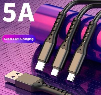 UnicornGlazz USB Type C Cable 1.2 m Multiple 3 In 1 Unbreak Cable C203 Fast Charging 5A Super 66W For iPhone Android Micro USB-C Port