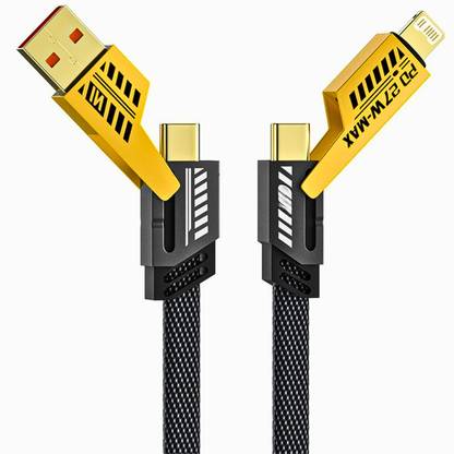 RoarX USB Type C Cable 6.5 A 1.2 m usb type c cable 4 In 1 65W Fast Charging Data Cable Fast Charging Cable Android & Mfi Certified