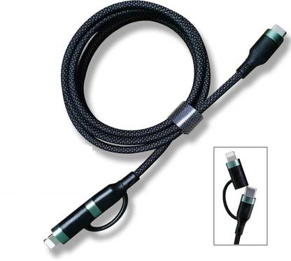 ZITRONIX USB Type C Cable 2 m Two In One Type C Lightning 65W Fast Charging Cable Nylon