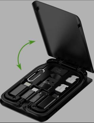 Gadget Zone USB Type C Cable 8 A 0.3 m TPE Smart Adapter Card Storage Box, Data Cable Card, Portable and Compact USB-C/USB-A/Micro-USB/Lightning Charging Cable kit,