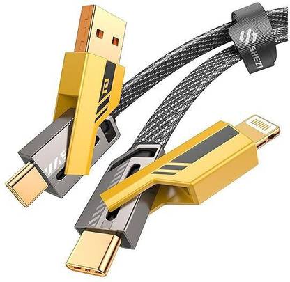 VOOCfiT USB Type C Cable 13 A 1 m Nylon METAL 4 in 1 cable 65W Fast Charging , 27W Compatible for- ios & Android with MFI Certified cable