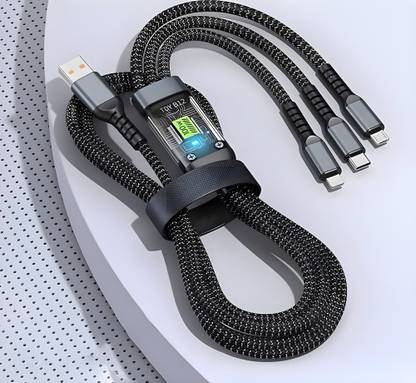 ULTRADART USB Type C Cable 6.5 A 1 m braided 100W 3-in-1 Fast Charging Cable (USB-A to Lightning/Type-C/Micro USB) | Braided Cable  (Compatible with iphone,oppo,realme,narzo,oneplus,vivo,iqoo,samsung,