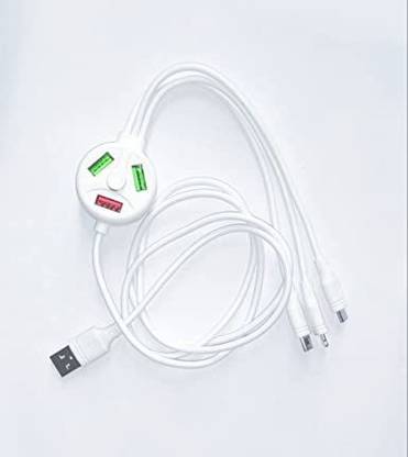 autoskills USB Type C Cable 1.2 m 6 in 1| 3 in 1 Charging Cable | 3 USB Port Multi Pin Cable | Multi USB Port