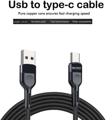 Oxy Tech USB Type C Cable 1.8 m NA USB To Type C Charging (Data) Braided Cable 1.8 Mtr