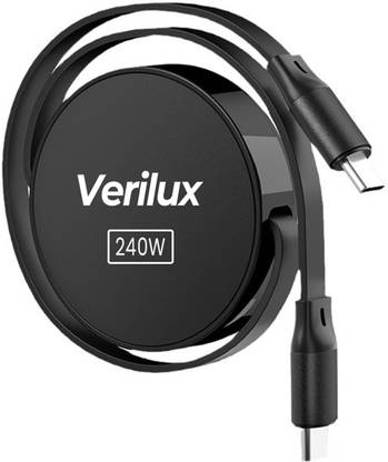 Verilux USB Type C Cable 5 A 1.5 m Retractable USB C to USB C Cable 240W Fast Charging Cable