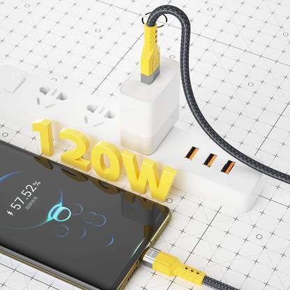 DUDAO Type C 5 A 1 m 120W Unbreakable braided cable L23C USB-C to USB C 120W Hyper Charger PD Tough Braided Fast Charging & Data Sync Data Cable Laptos,Macbook iPhone 15