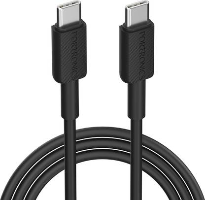 Portronics USB Type C Cable 3 A 1 m Konnect Link C Square 60W Type C to Type C Fast Charging