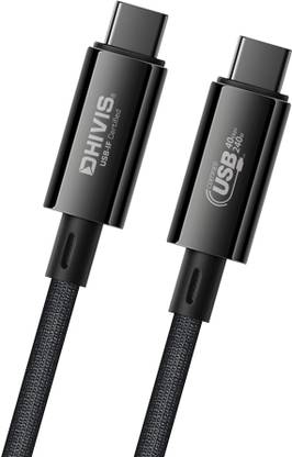 dhivis USB Type C Cable 2 m , USB4, Thunderbolt 4 Support, 2M/6.6 Feet, 40Gbps, 240W Charging [USB-IF Certified] 8K@60Hz