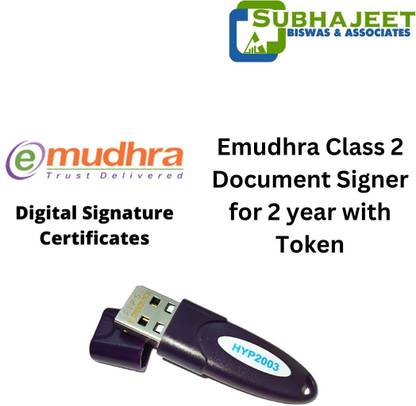 eMudhra Class 2 Document Signer for 2 year with Token Data Card