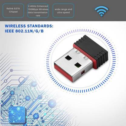 Electron WiFi Dongle 150Mbps High Gain Wireless Network Wi-Fi Adapter for PC Desktop 150 Mbps Data Card with Call Support