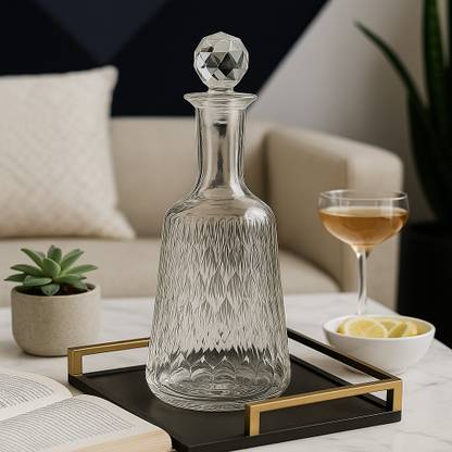 shobhana enterprises Decanter Glass Bottle for Decoration,Whiskey, Scotch, Wine, Vodka, Tequila,Rum 3 Decanter