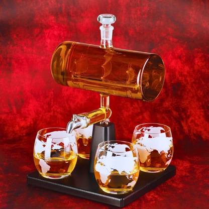 FALKOR FALKOR - Star of India 1863 Set - Sailboat Decanter with 4 Glasses - (1000 ml) Whiskey, Rum, Vodka, Gin, Liqqeurs, Wine, Juices, Etc (1000 ml) Decanter