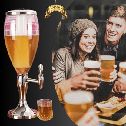 Barraid BARRAID Beer Tower, 3000 ml Capacity, Multicolour LED Lights (Silver) Liquor Dispenser Decanter
