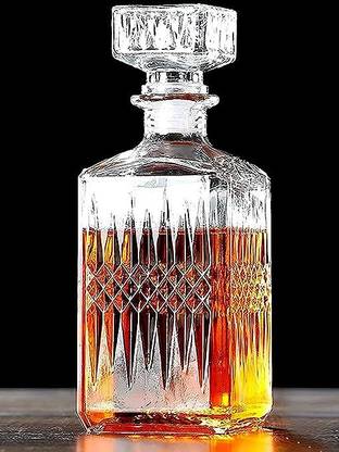 GRACIOUS MART Whiskey Bottle for Gift Boxed Bourbon , Alcohol Glass Stopper, clear lead-free. Whiskey Decanter