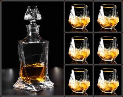 MairaTrends Twisted Decanter & Glasses of 7 Piece Set Decanter