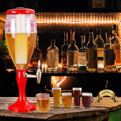 Barraid BARRAID Beer Tower, 3000 ml Capacity, Multicolour LED Lights (RED) Liquor Dispenser Decanter