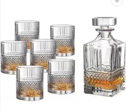 TRILOKNKS Opera Crystal Clear 7 Pcs Decanter & Glass Set- 1 Decanter and 6 Pcs. Glass Set Decanter