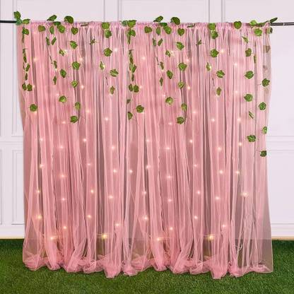specialyou.in SpecialYou Home Decor Items for Aesthetic Room Decor Have 3 Net Curtain with String LED Light and atrificial Green Leaves Vines - 10 Pcs Combo