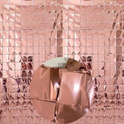 Birthday Popper Rosegold Square Foil Curtain |2 Pack;3.5ft x 6.5ft Each|Metallic Backdrop Streamers Decor