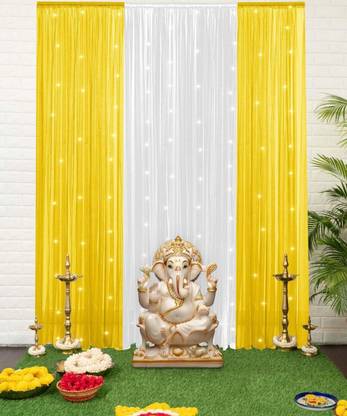 special you White, Yellow Chiffon-like Curtains for Backdrop, LED Lights for Decoration