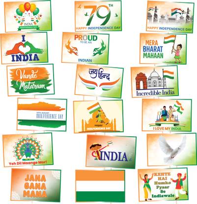 1iAM Multicolor Independence Day Decoration Items Pack of 39- Photobooth Props & Bamboo Sticks