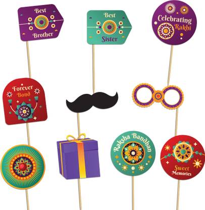 Festiko Multicolor 10 Pcs Sibling Bonding Day Photobooth Props