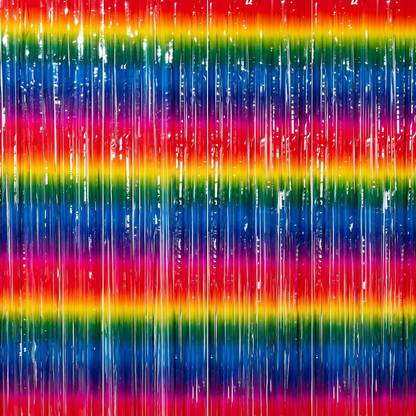 Birthday Popper Dark Rainbow Foil Fringe Curtain | 2 Pack | 3.5 ft x 6.5 ft |Metallic Backdrop Streamers Decor