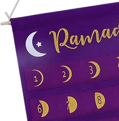 BNF Multicolor Ramadan Advent Calendar Eid Mubarak Countdown Calendar Purple Gold 55x35CM