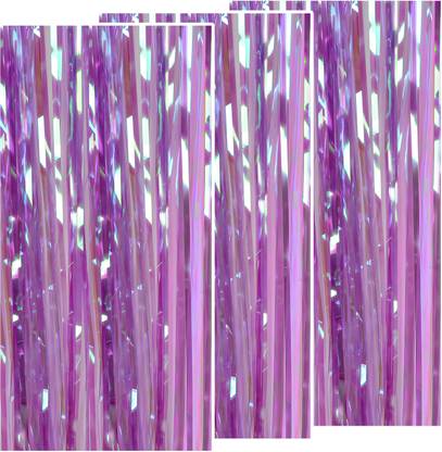 Wobbox Big 3ft x 6ft Metallic Foil Fringe Backdrop Foil Curtain-purple(3 PC)(FP5288) Foil Fringe