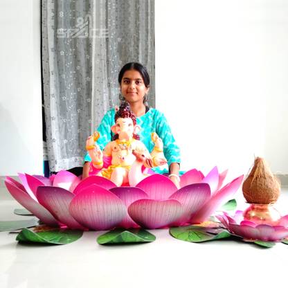 shree space Pink Lotus 3D Paper Decoration DJ
