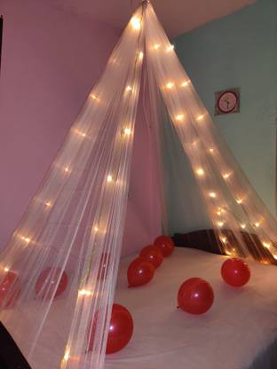 1iAM White Cabana Tent Net and Light Decoration Items for All Occasion Setup Kit