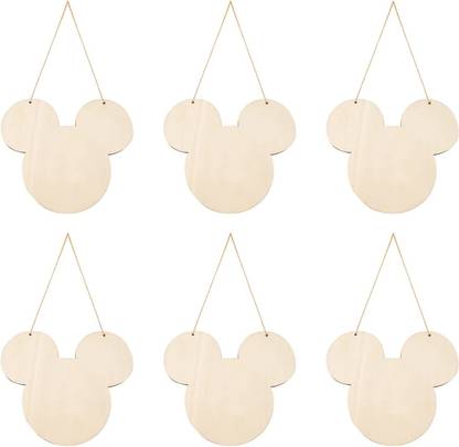 Whittlewud Home & Room Décor, Sign Making, Children's Signs, DIY Projects, Custom 6 pcs Mickey Mouse Cutout Wooden Shape for Craft, Unfinished