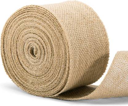 BANSURI ARISTOCRATIC 1Pcs Craft Decoration 3Inch X 3M Jute Roll Natural Burlap Fabric Ribbon Crafts Gift Wrapping Decoration Christmas Tree Succulents Chairs Dining Tables