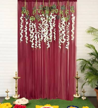 specialyou.in Red, White Red curtains for Decoration, White Wisteria hangings for Backdrop Decoration |