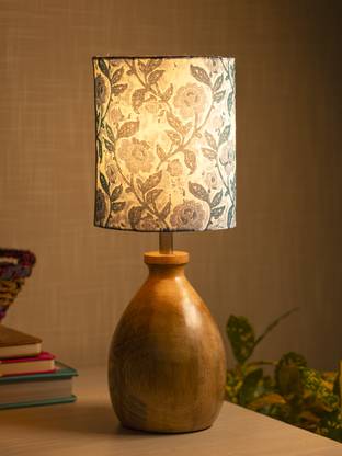 MARKET 99 Slate Grey Wooden Table Lamp With Grey Shade - Grey