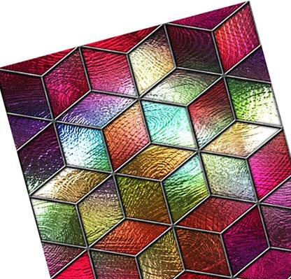 BNF Multicolor Privacy Window Film Home Anti UV Stained Glass Bathroom DIY Window Decals C